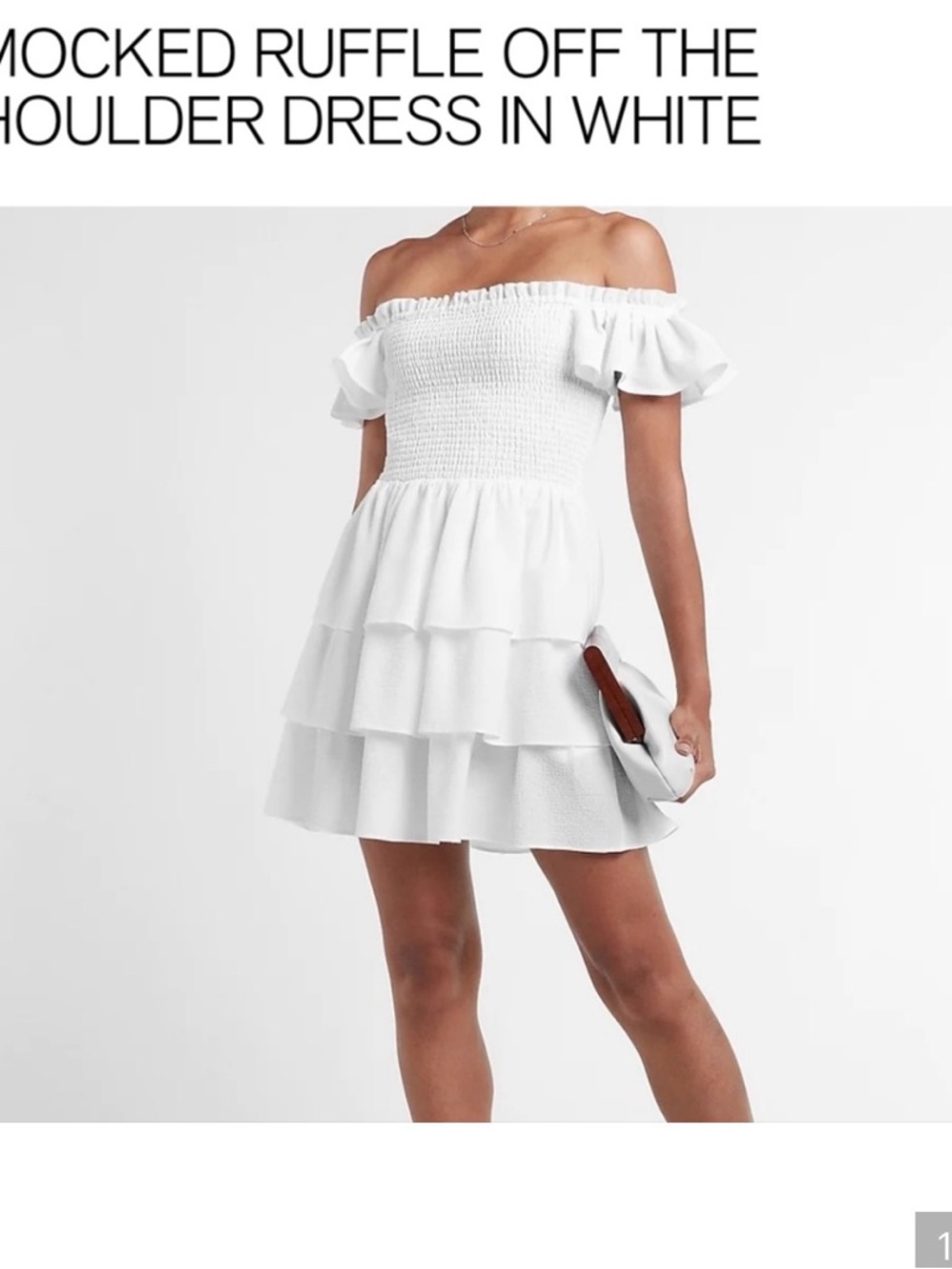 Express Smocked Ruffle Off-the-Shoulder Dress in White